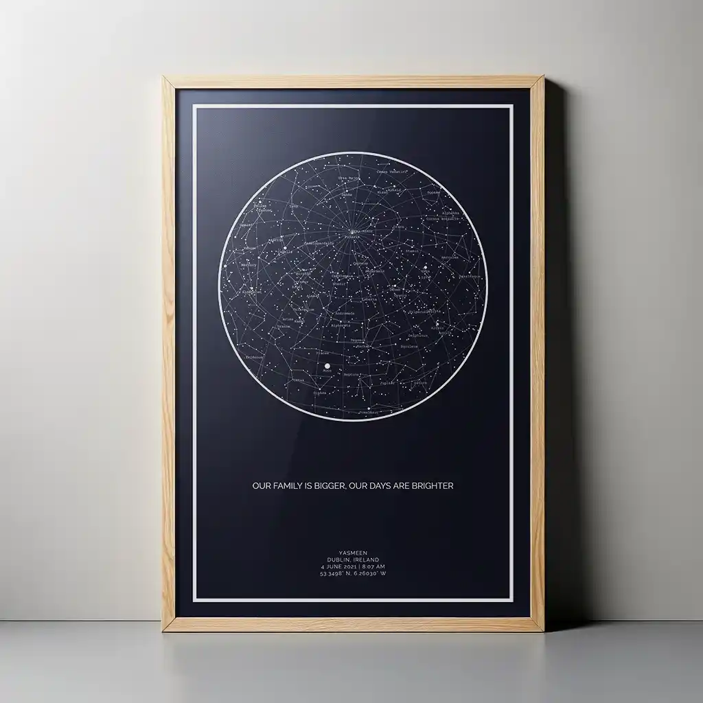 Framed star map print