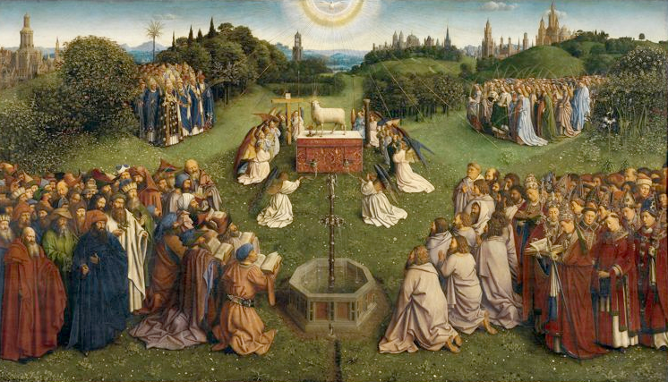 The Adoration of the Mystic Lamb panels at St Bavo's Cathedral, Ghent