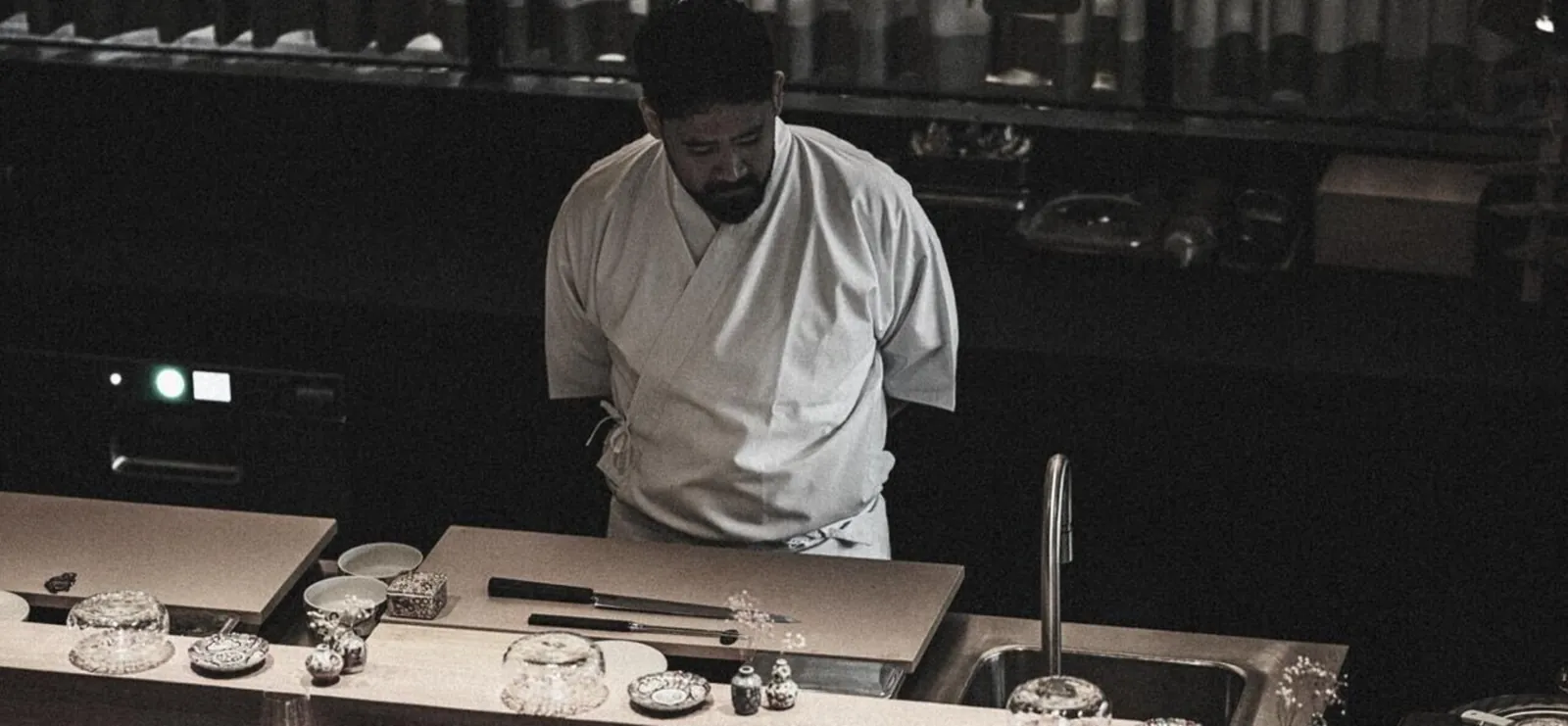 Sākas omakase counter inside the Wintercircus, Ghent