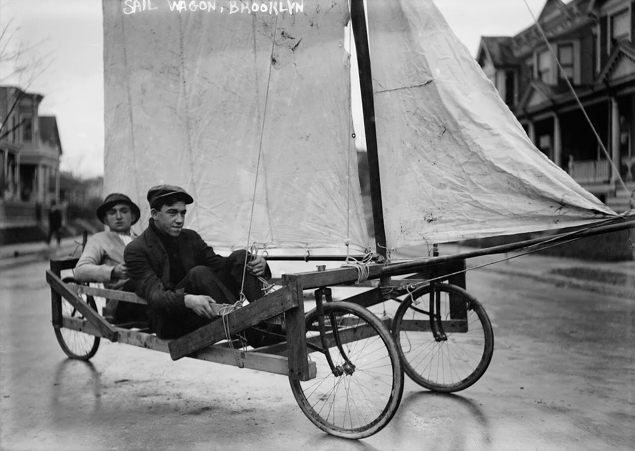 A sand yacht on a wide flat beach — De Panne hosted the world's first sand-yacht race in 1909