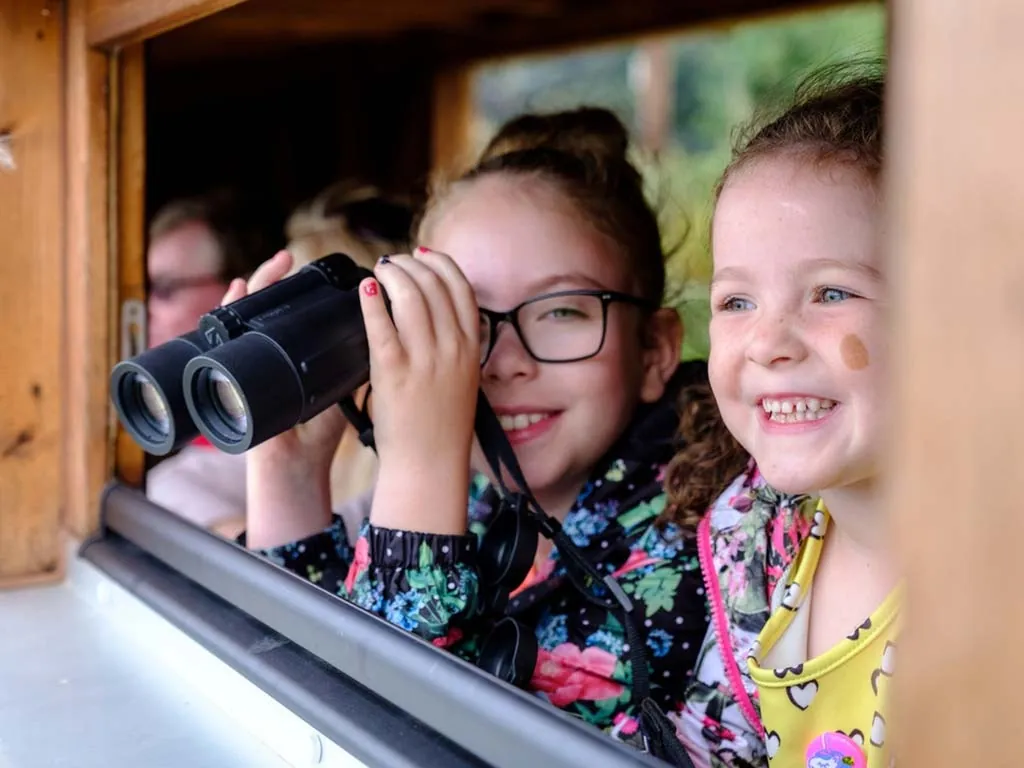 WWT Martin Mere — children birdwatching from a hide