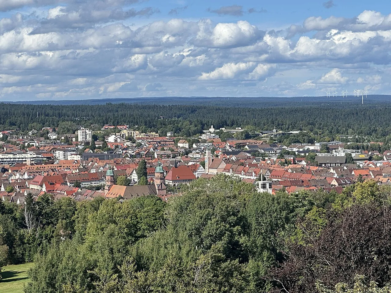 Freudenstadt seen from the Friedrichsturm, with the Marktplatz grid