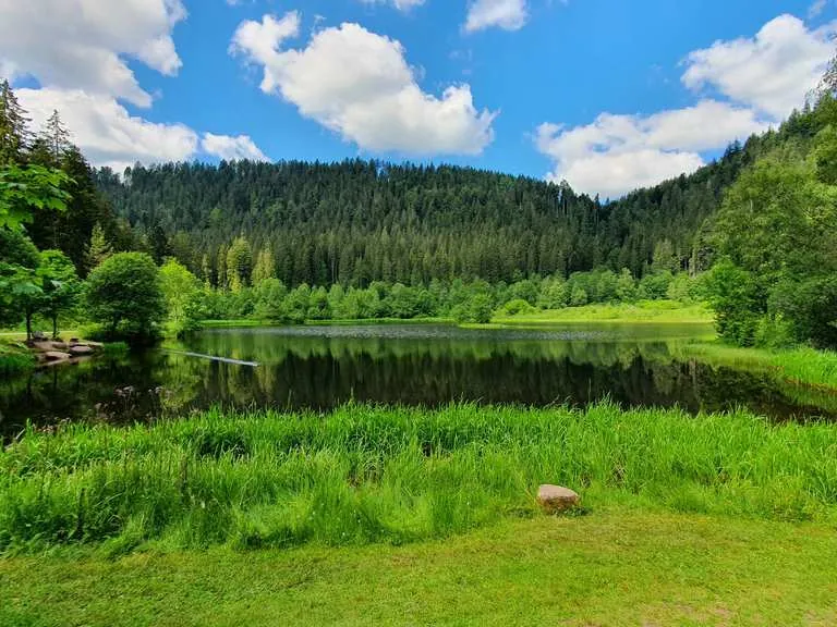 Sankenbachsee and the manually-sluiced 40 m Sankenbach waterfall