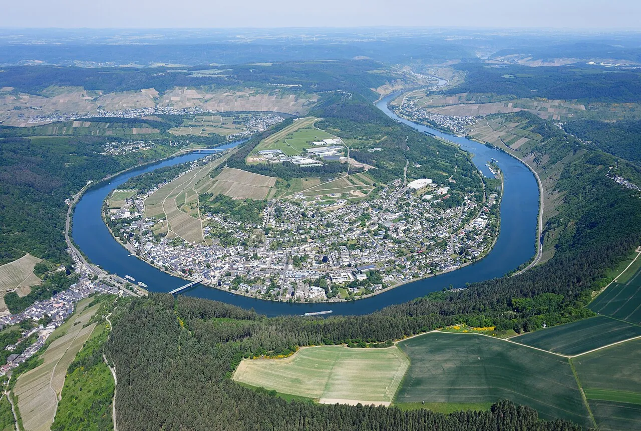 Aerial view of Traben-Trarbach on the Mosel