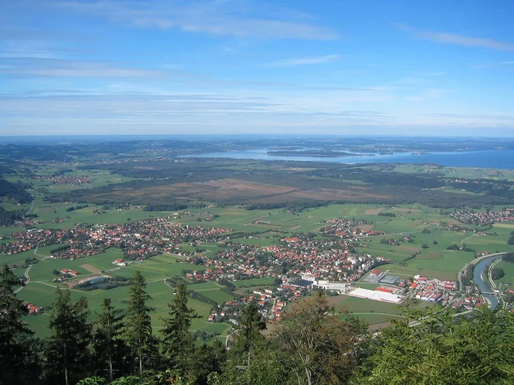 Grassau village with the Chiemsee in the distance