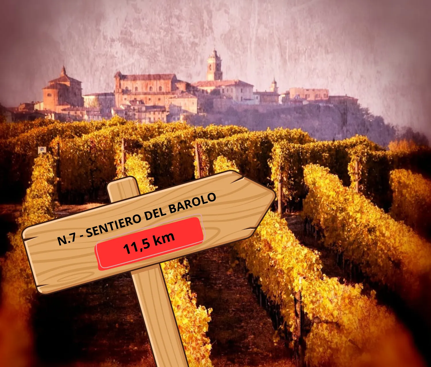 Sentiero del Barolo trail through the La Morra vineyards