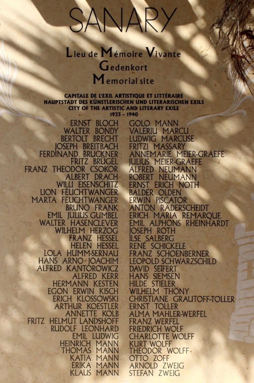 Sanary writers-in-exile memorial