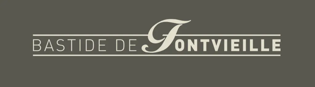 Bastide de Fontvieille — cream-on-grey brand strip from the property's own site.