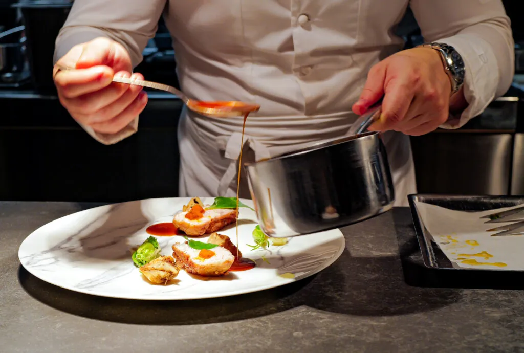 Fine dining dish at a Milan starred restaurant