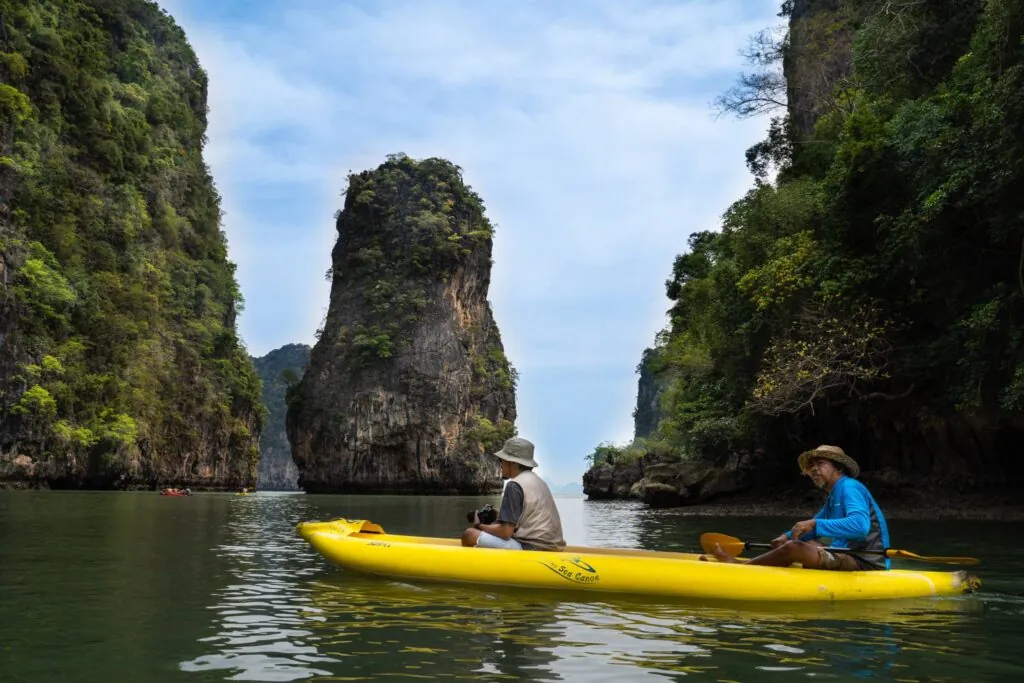 Phang Nga Bay limestone hongs by sea kayak