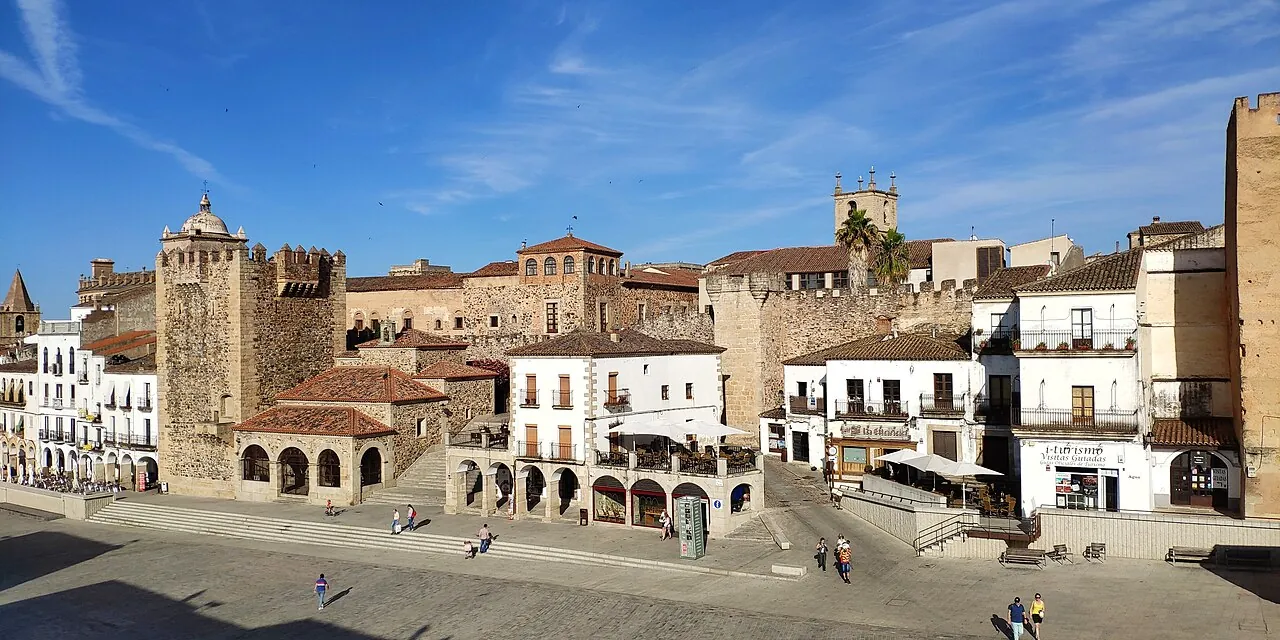 Cáceres — aerial view of the UNESCO walled quarter