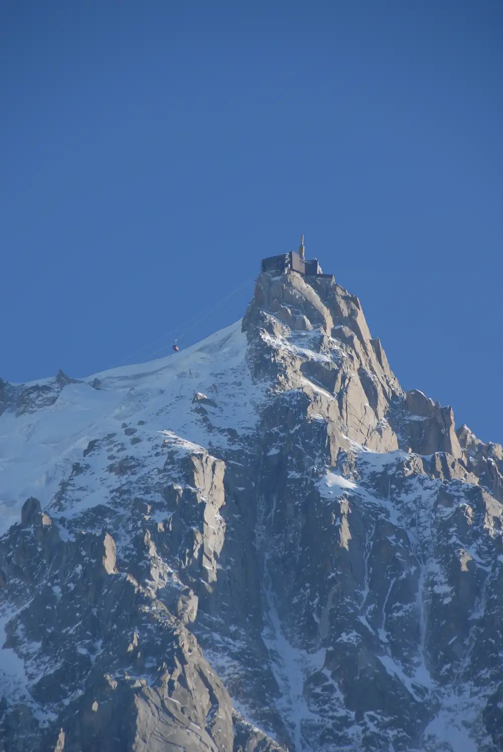 Aiguille du Midi cable car station at 3,842m above the Chamonix valley