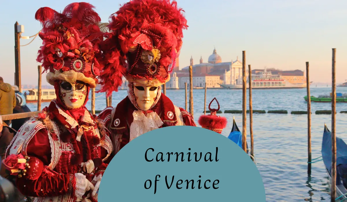Venice Carnival masked revellers