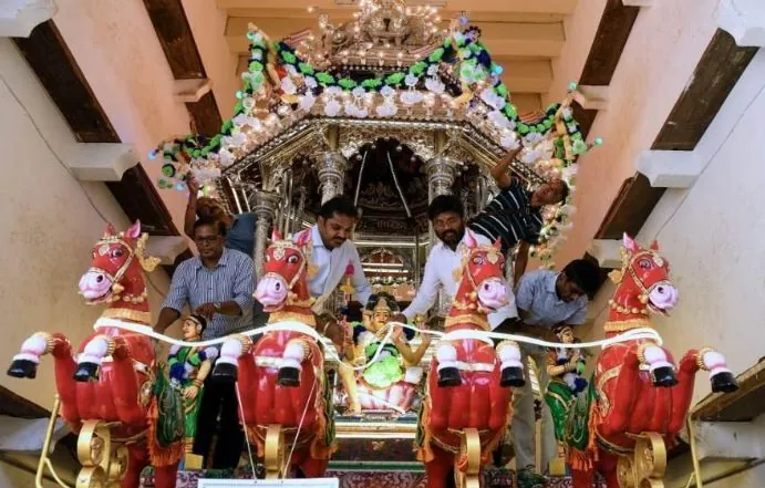 Penang's silver chariot in the Thaipusam procession