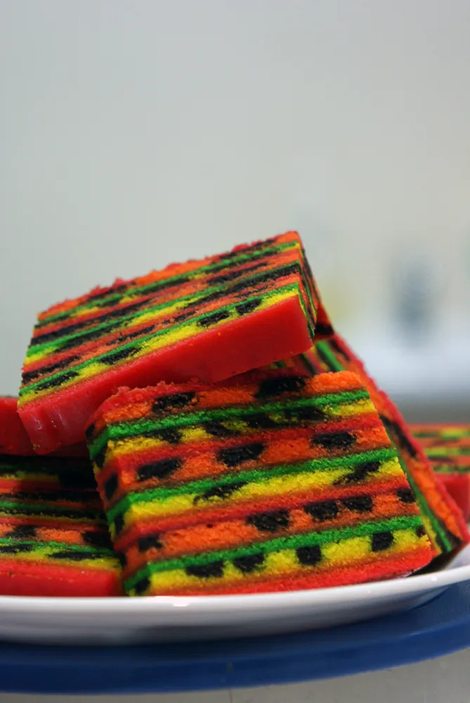 Brightly layered Sarawak kek lapis cakes to take onward