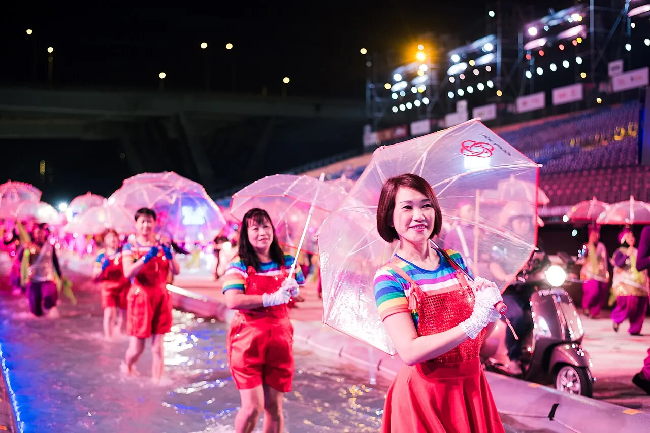 Costumed performers at the Chingay street parade