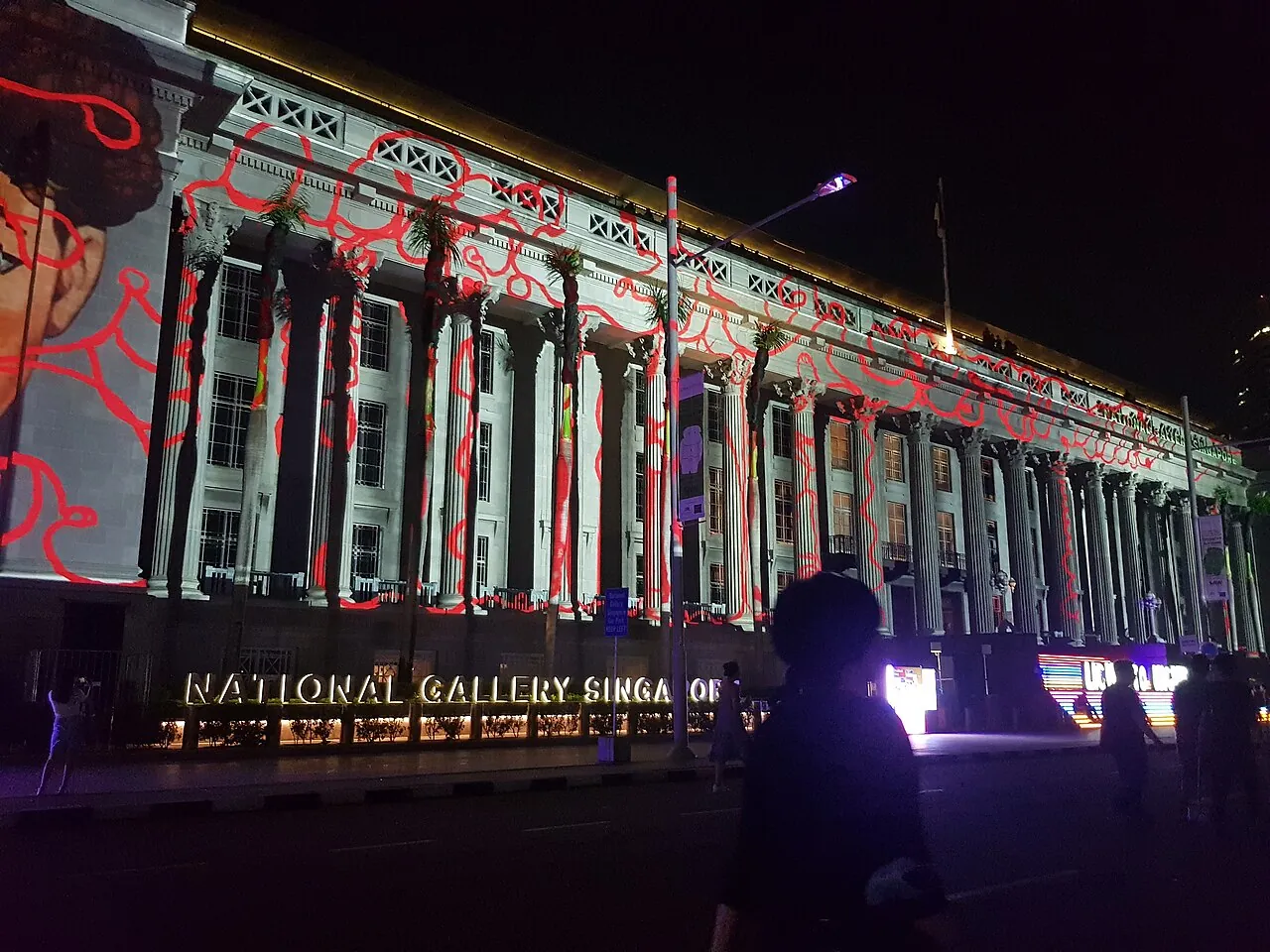 National Gallery facade lit for Light to Night, Singapore