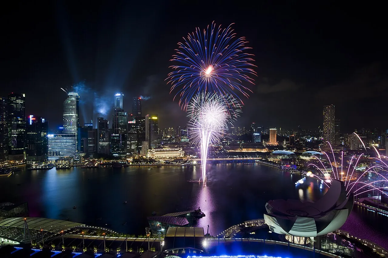 National Day Parade fireworks over Singapore