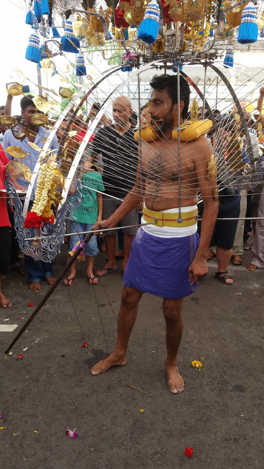 A kavadi bearer at Thaipusam in Singapore
