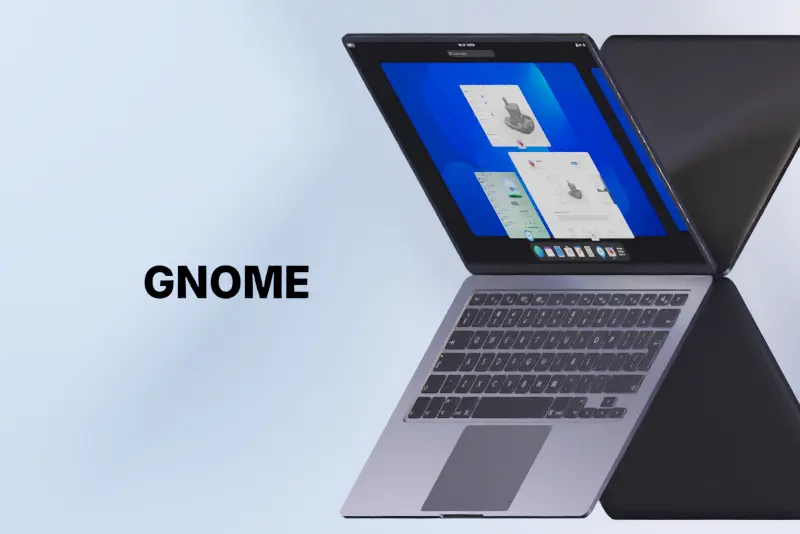 Promotional image of a laptop running a GNOME-based desktop, the upstream shell that the Zorin desktop is derived from