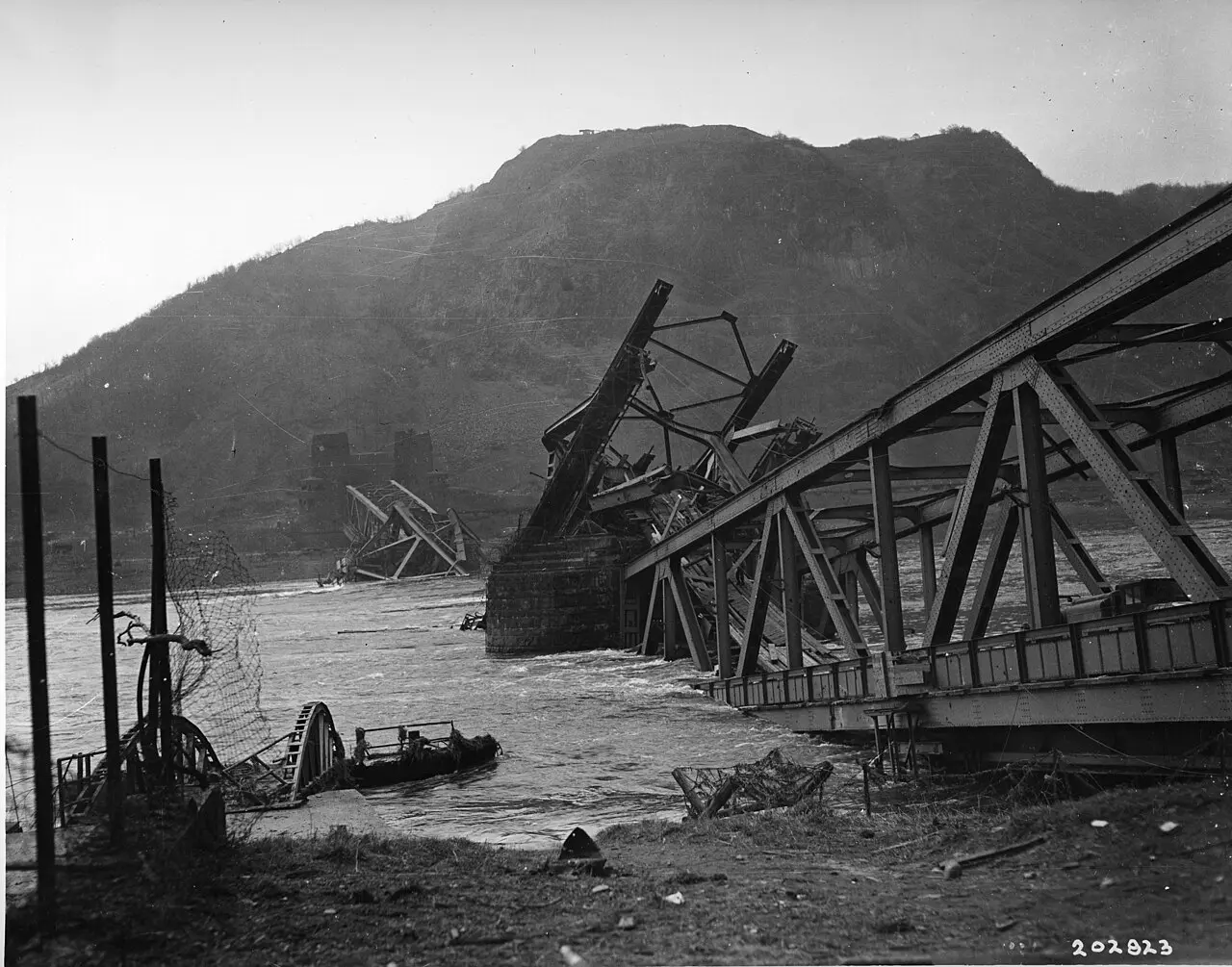 A bridge collapsed into the river