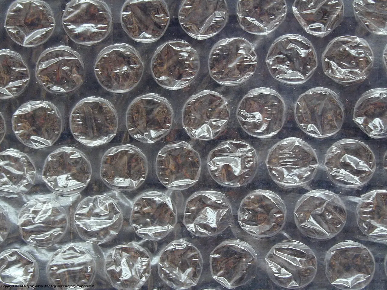 Sheet of plastic bubble wrap