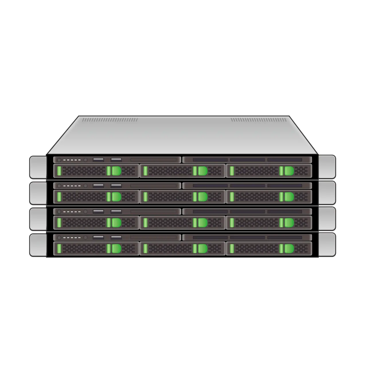 Line illustration of four rack-optimised servers stacked