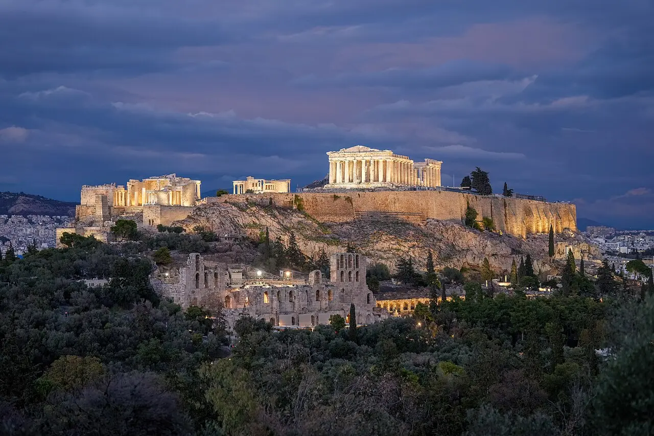 The Acropolis at dusk, seen from the west