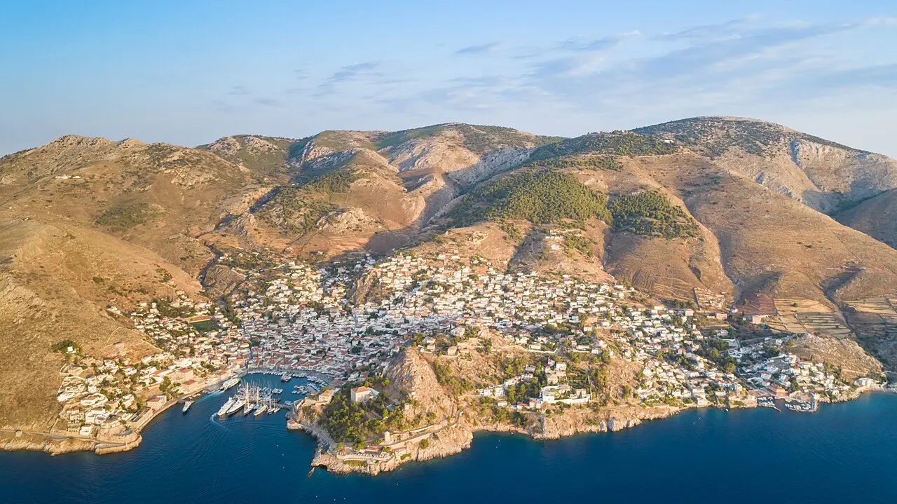 Hydra town seen from the water