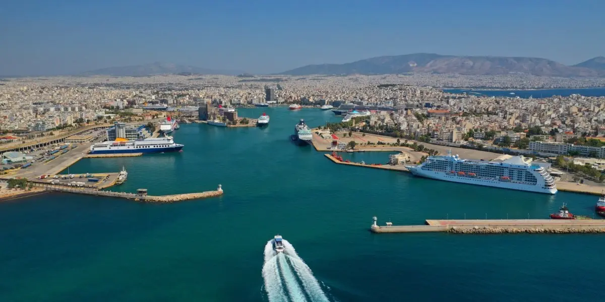 Ferries alongside the quay at Piraeus