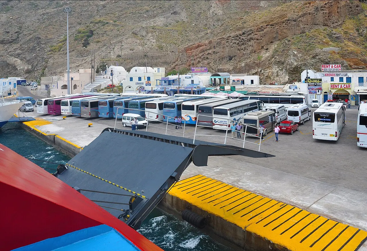 The ferry ramp at Athinios, Santorini
