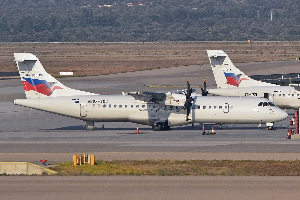 Sky Express ATR 72 turboprops on stand