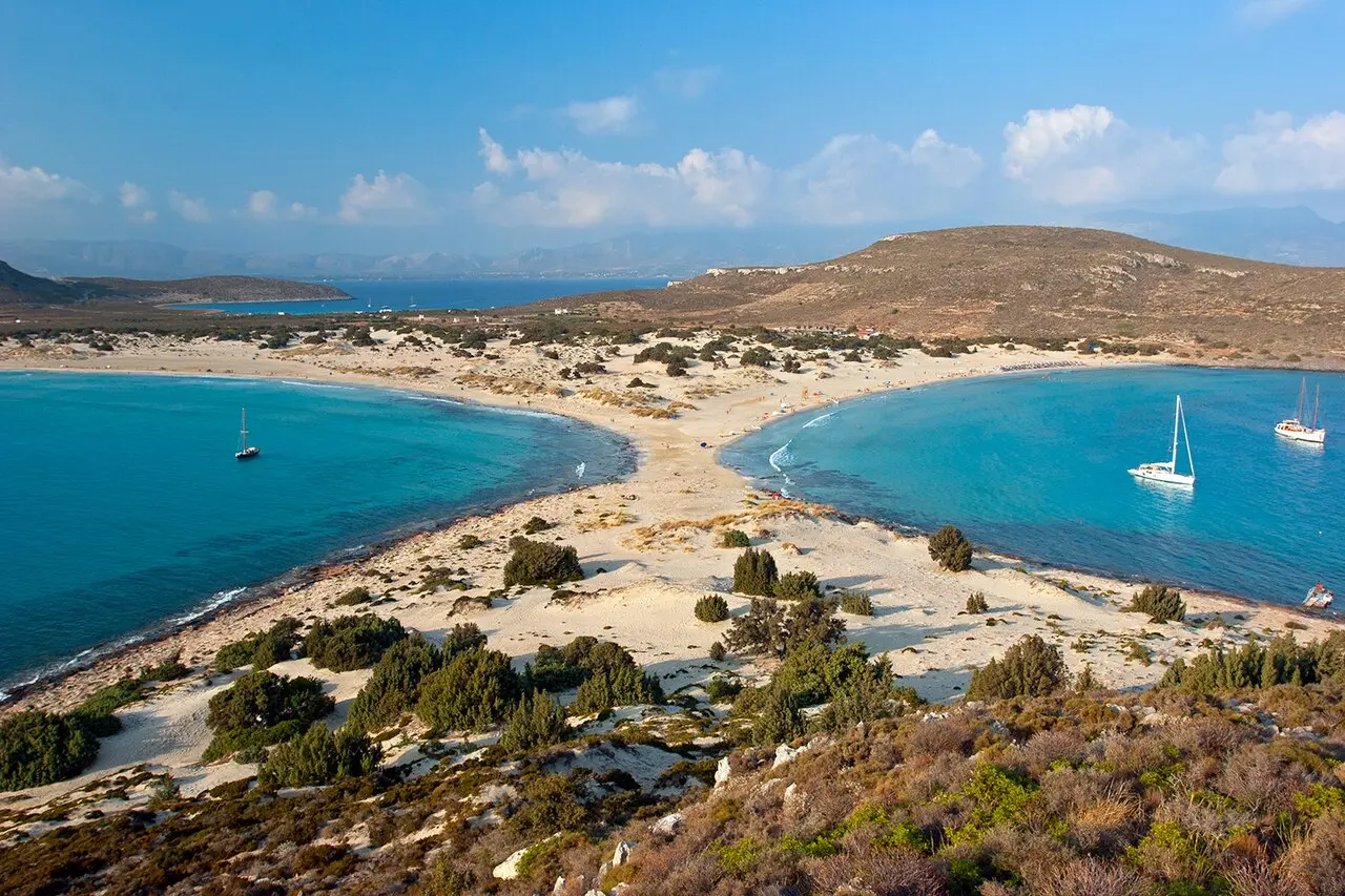 The white sand and shallow water of Elafonisos
