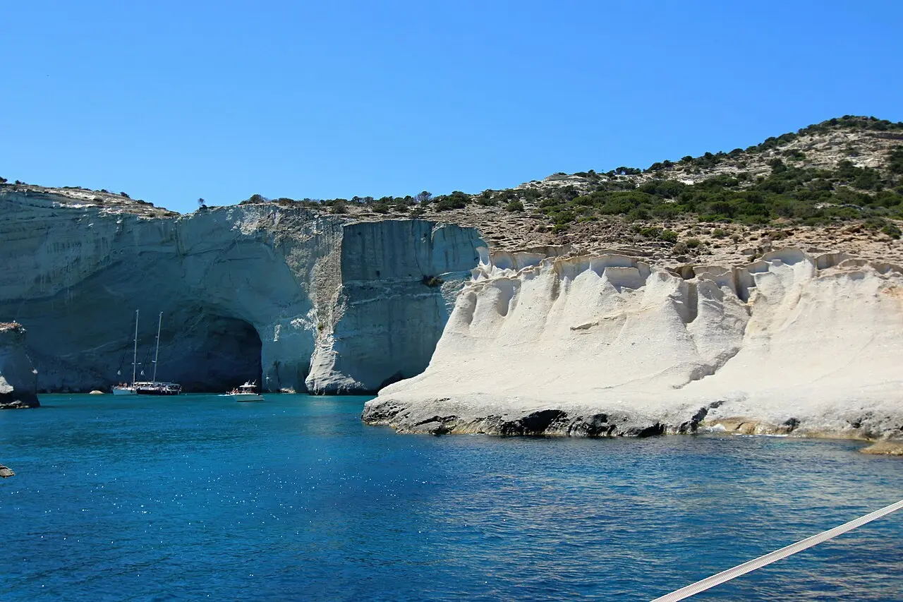 The volcanic coastline of Milos