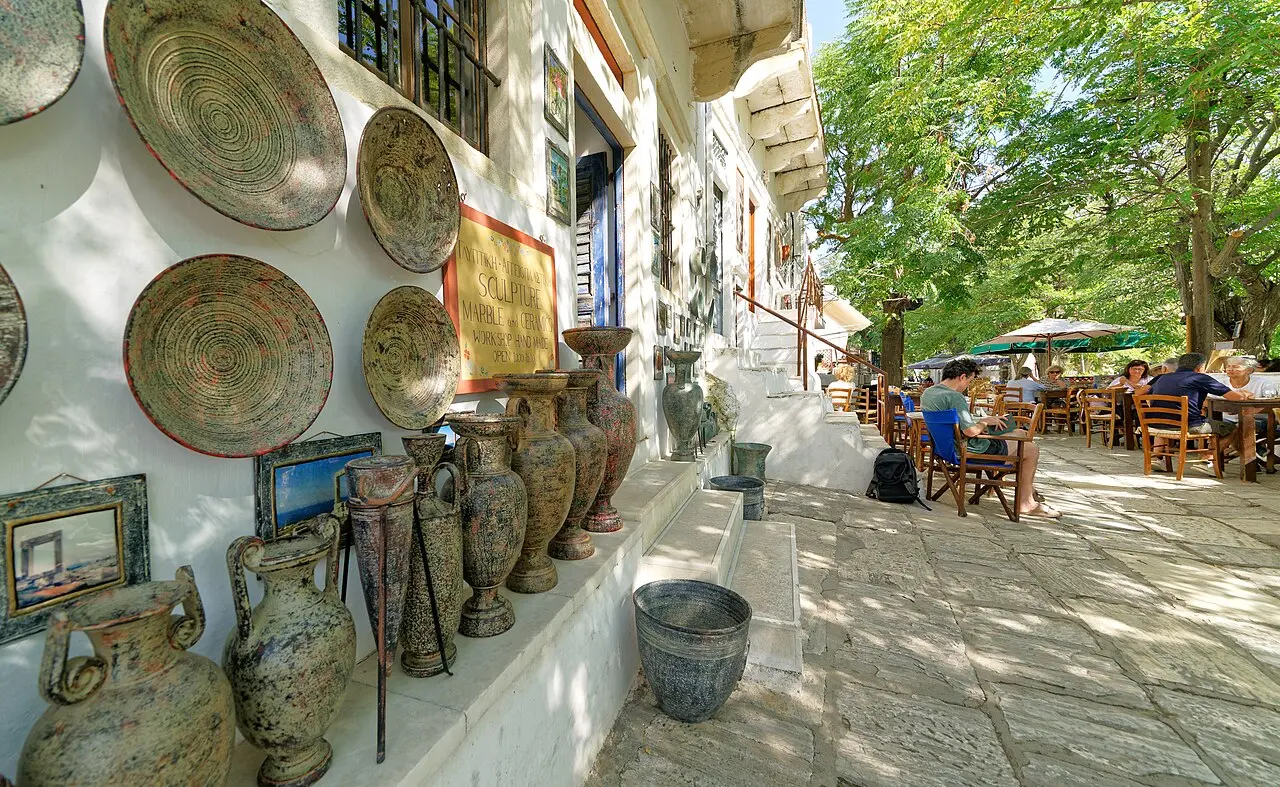 The marble-paved lanes of Apeiranthos village, Naxos