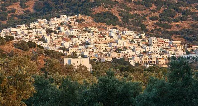Filoti, the largest village on Naxos, below Mt Zas
