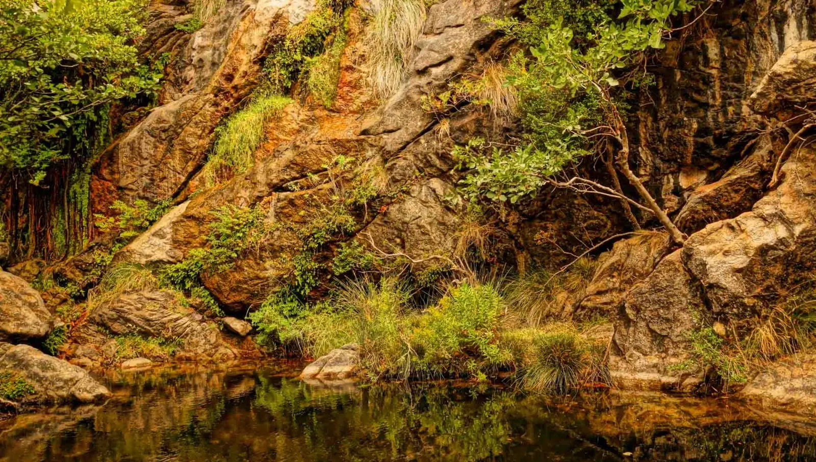 The Routsouna waterfall in the canyon below Keramoti, Naxos